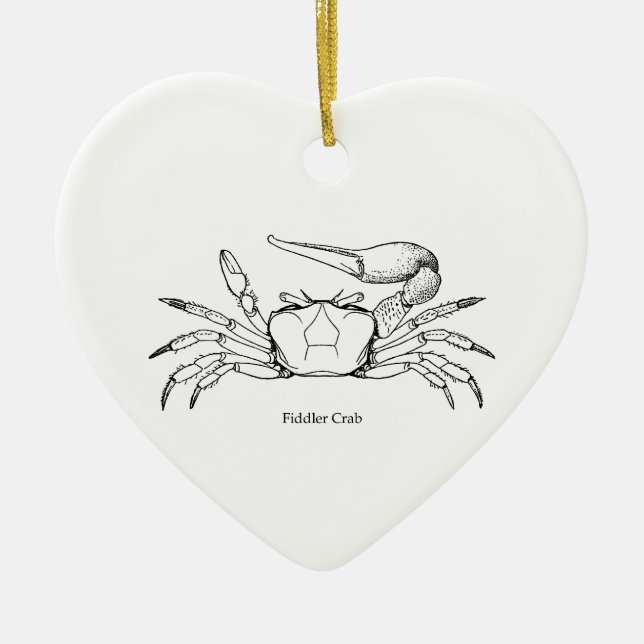 Fiddler Crab Illustration (line art) Ceramic Ornament (Front)