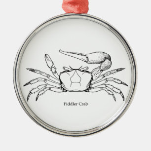 Fiddler Crab Illustration (line art) Metal Tree Decoration