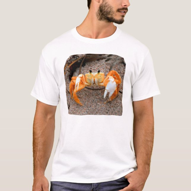 Fiddler crab on beach colourized orange on sand T-Shirt (Front)