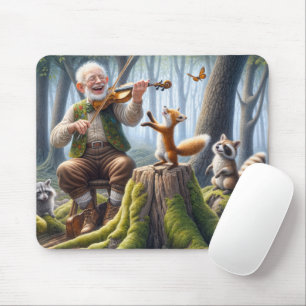 Fiddler In a Forest With Wildlife Mouse Pad