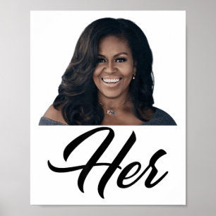 Fiddlesticks Tees Womens Her Michelle Obama - Blue Poster