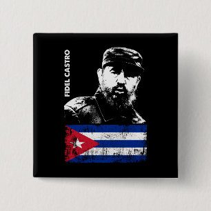 Fidel Castro Cuba Revolution Cuban Flag 15 Cm Square Badge
