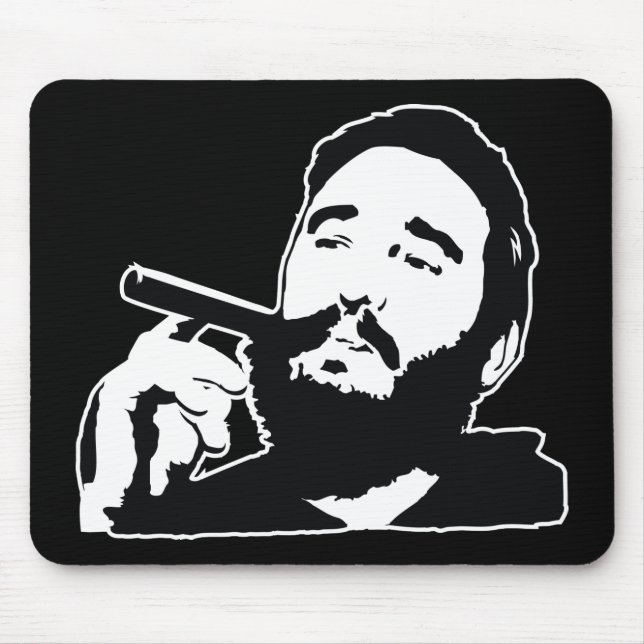Fidel Castro with Cigar Portrait Mousepad (Front)