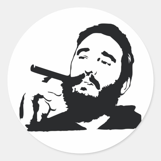 Fidel Castro with Cigar Portrait Sticker (Front)