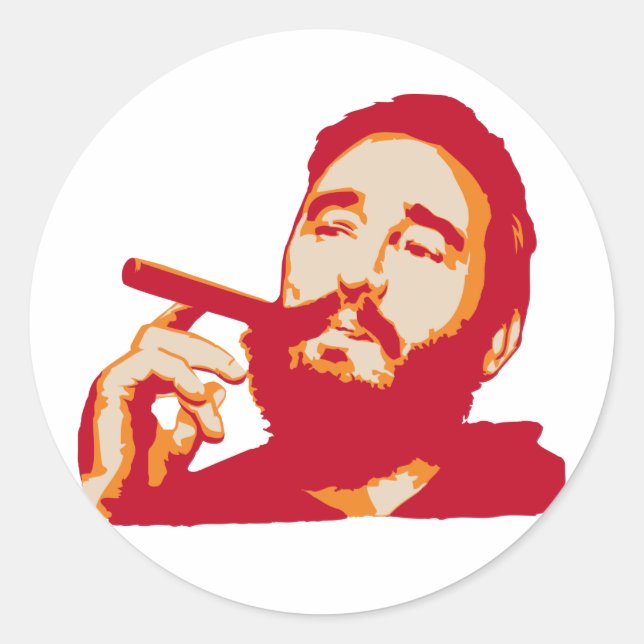 Fidel Castro with Cigar Portrait Sticker (Front)