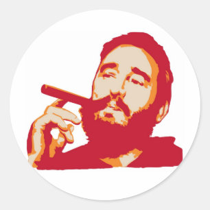 Fidel Castro with Cigar Portrait Sticker