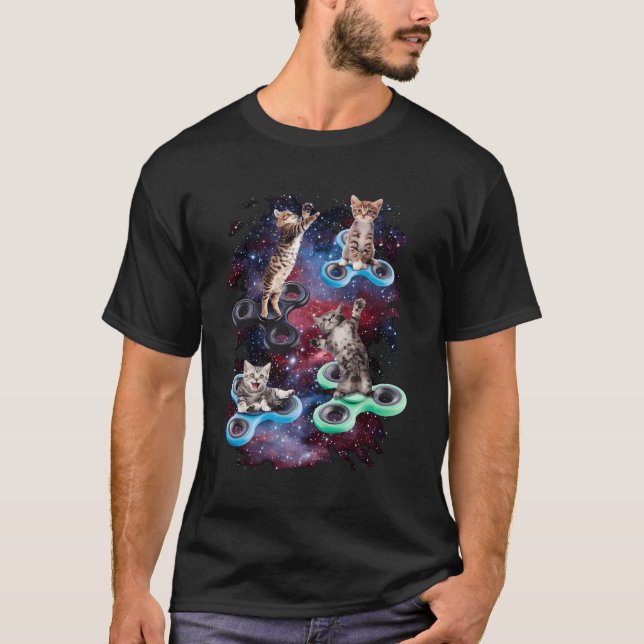 Fidget Spinner Fidget Kitties In Space Long Sleeve T-Shirt (Front)