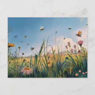 Field Abuzz Painting Postcard