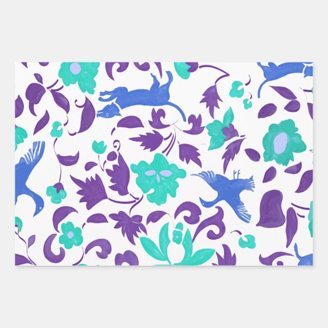 Field and animals wrapping paper sheet (Front)