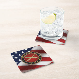 Field Artillery Branch Insignia Special Edition Square Paper Coaster