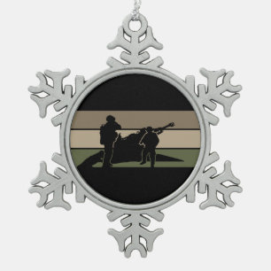Field Artillery Snowflake Pewter Christmas Ornament