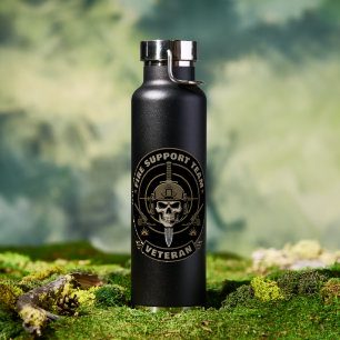 Field Artillery Veteran Fire Support Skull Water Bottle