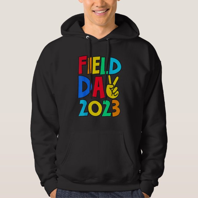 Field Day 2023 Peace Sign School Trip Teacher Stud Hoodie (Front)