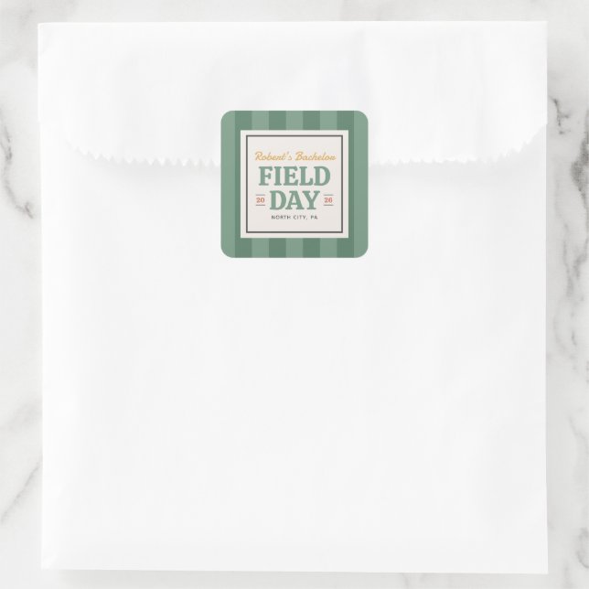Field Day Bachelor Party Square Sticker (Bag)