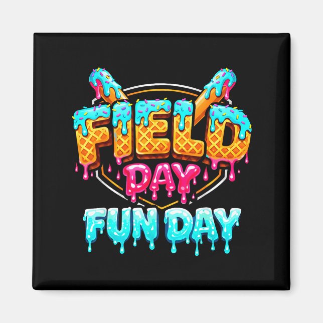 Field Day Baseball Drip Fun Day Ice Cream School Magnet (Front)