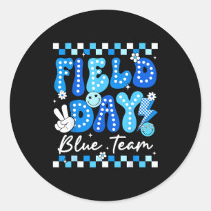 Field day blue team colour game competition men classic round sticker