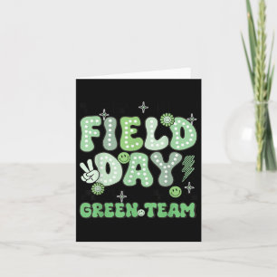 Field Day Green Team Groovy Smile Face Chequered S Card