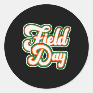 field day orange field day games adults teachers classic round sticker