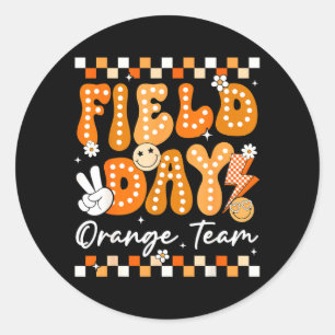 Field Day Orange Team Colour Game Competition Men Classic Round Sticker
