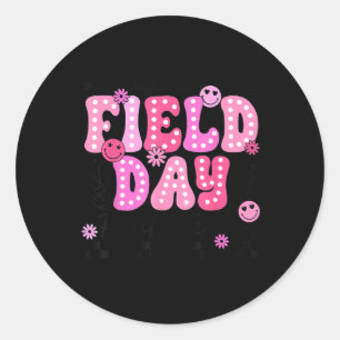 Field Day Pink Team Colour Field Trip Team Game Co Classic Round Sticker