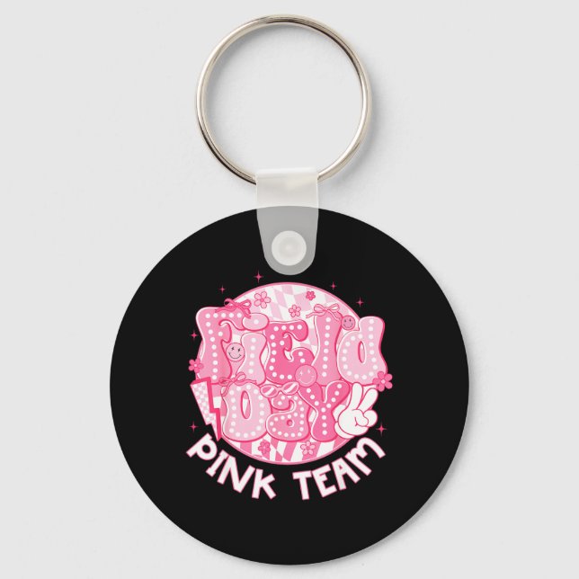 Field Day Pink Team Coquette Bow Retro Lightning Key Ring (Front)