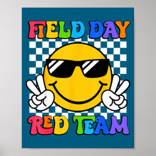 Field day red team funny for teacher kids field poster
