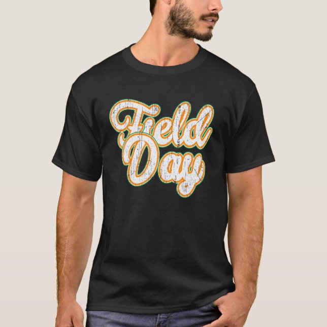 Field Day Retro Orange Field Day Games Adults Teac T-Shirt (Front)
