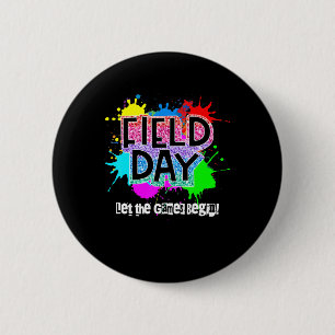 Field Day School Rainbow Colour Splash Let The Gam 6 Cm Round Badge