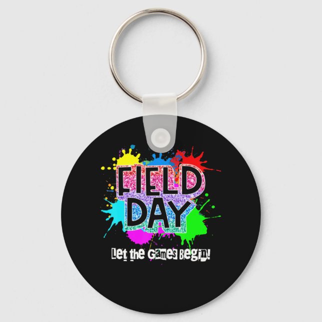 Field Day School Rainbow Colour Splash Let The Gam Key Ring (Front)