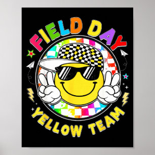 Field day yellow team smile face peace sign men