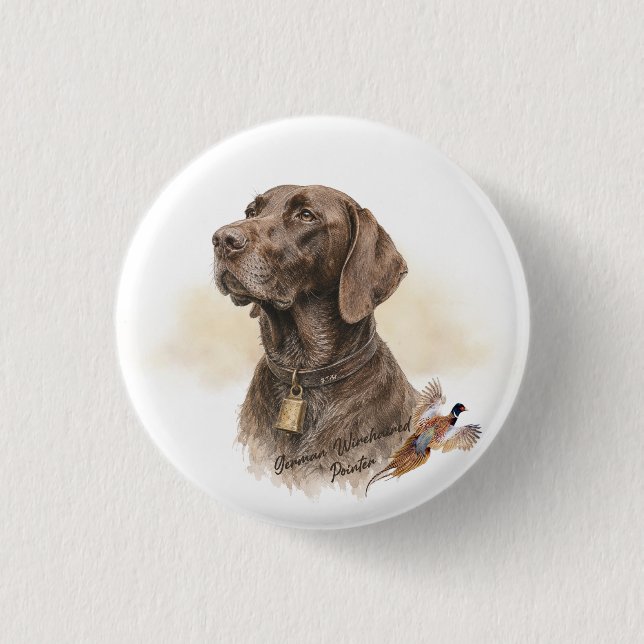 Field & Feather – German Shorthaired Pointer with  3 Cm Round Badge (Front)