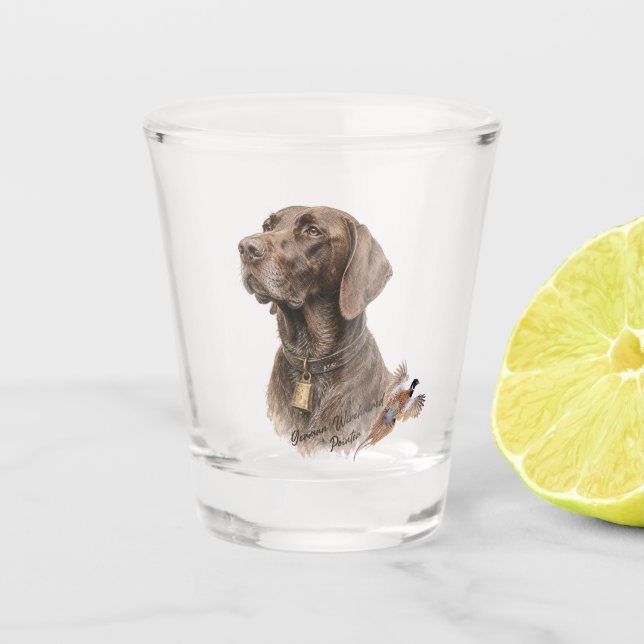Field & Feather – German Shorthaired Pointer with  Shot Glass (Front)