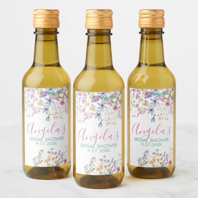 Field Floral Bridal Shower Beverage Label (Bottles)