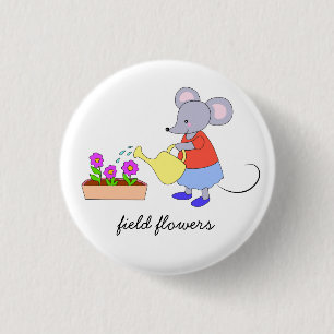 field flowers 3 cm round badge