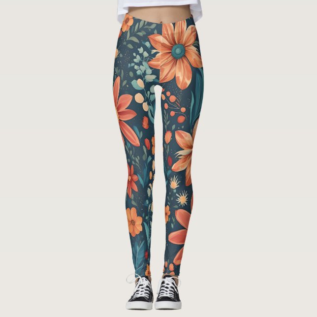 Field flowers, beautiful spring art.  leggings (Front)