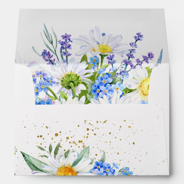 Field Flowers Bouquet Wedding Envelope (Back (Bottom))