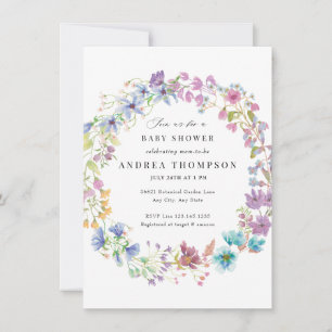 Field Flowers Hand Painted Floral Baby Shower Invitation