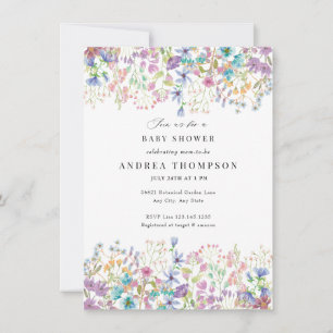 Field Flowers   Hand Painted Floral Baby Shower Invitation