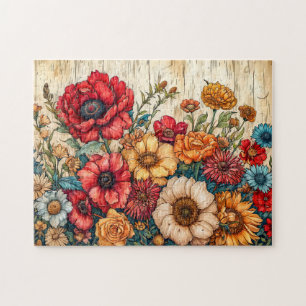 Field Flowers in Bright Summer Colors Jigsaw Puzzle