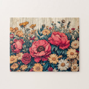 Field Flowers in Bright Summer Colours Jigsaw Puzzle