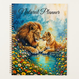 Field flowers Lion Lioness meadow decor Planner