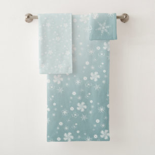 Field Flowers Stars Daisy Pattern Light Blue Bath Towel Set