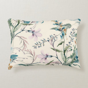 Field Flowers Watercolor Seamless Pattern Decorative Cushion