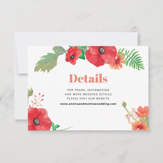 Field Flowers Wedding Details/Information (Front)