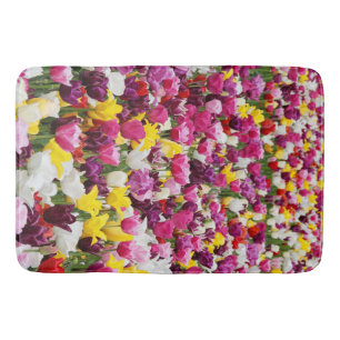 field full of tulips bath mat