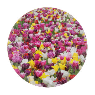 field full of tulips cutting board
