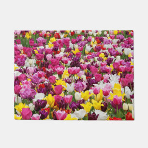 field full of tulips doormat