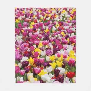 field full of tulips fleece blanket