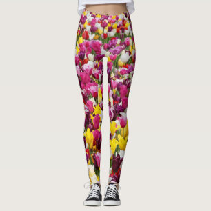field full of tulips leggings