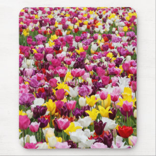 field full of tulips mouse pad